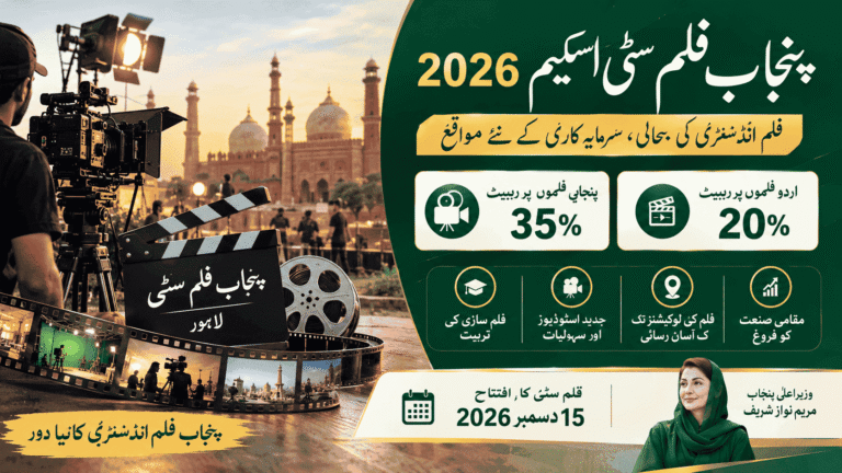 Punjab Film City Scheme 2026 with Lahore Film City, film production rebates, training and modern filmmaking facilities
