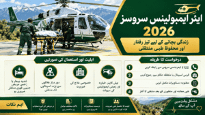 Air ambulance services 2026 in Pakistan showing emergency medical transfer, eligibility and application steps